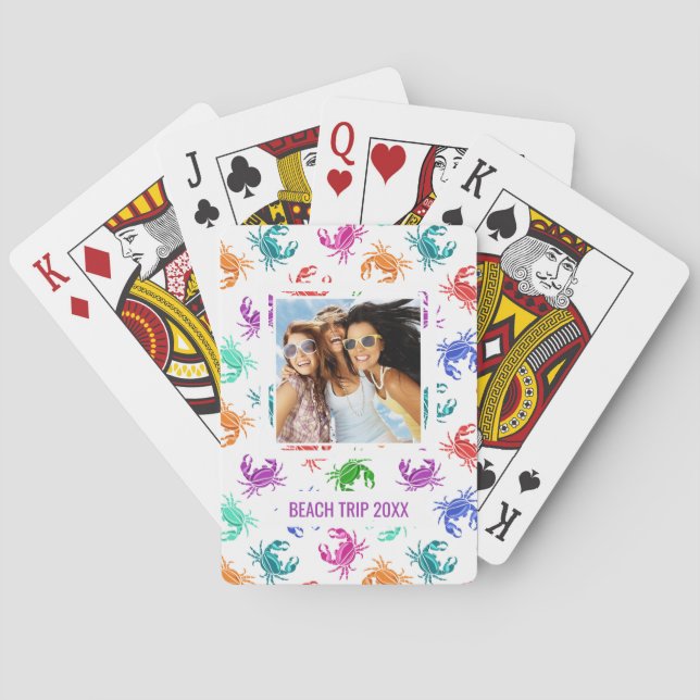 Add Your Name | Pattern Of Crabs Playing Cards (Back)