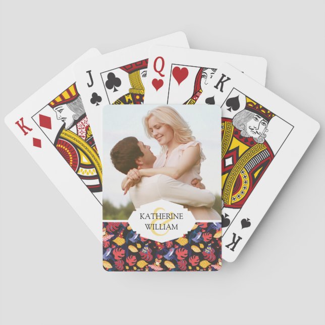 Add Your Name | Pattern Of The Lovers Frogs Playing Cards (Back)