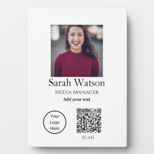 Add your name picture title business details q r c plaque