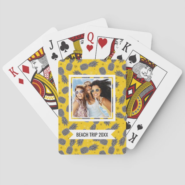 Add Your Name | Pineapples On Gold Playing Cards (Back)