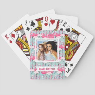 Add Your Name   Pink And White Crowd Of Flamingos Playing Cards