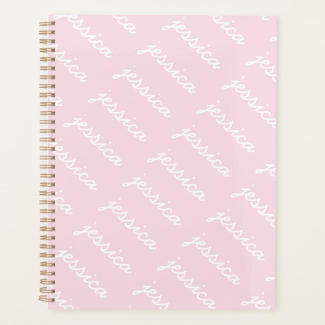 Add-Your-Name Pink Cursive Name | Personalised Planner (Front)