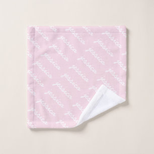 Add-Your-Name Pink  Cursive Name  Wash Cloth