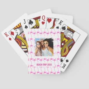 Add Your Name   Pink Flamingo Pattern Playing Cards