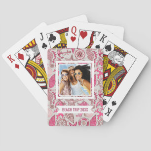 Add Your Name Pink Sea Pattern Playing Cards