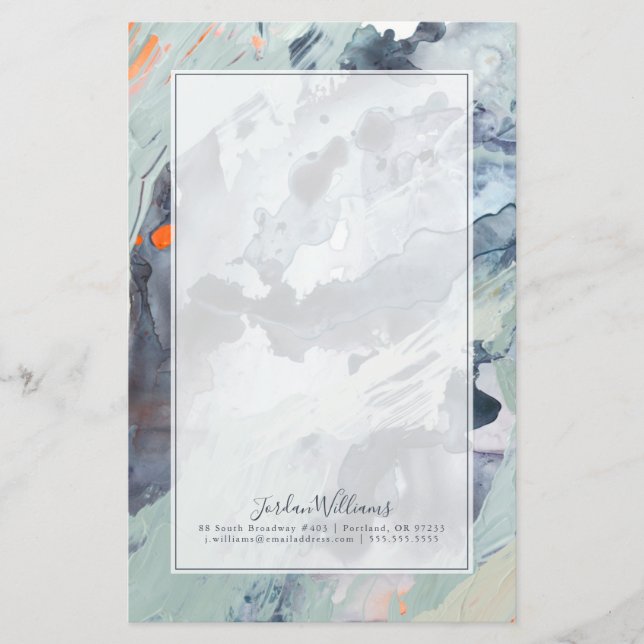 Add Your Name | Polyphonic Sea - Blue Stationery (Front)