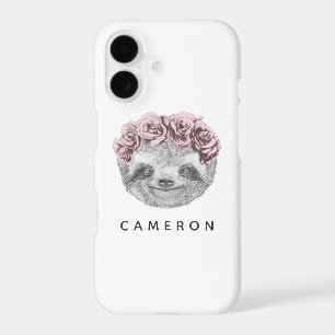 Add Your Name Portrait Of Sloth Floral Wreath