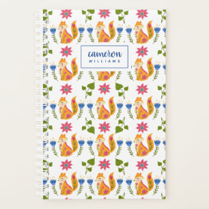 Add Your Name   Pretty Pastel Foxy Floral Pattern Planner