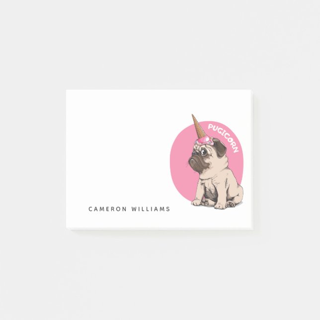 Add Your Name | Pugicorn Post-it Notes (Front)