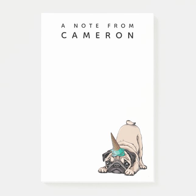 Add Your Name | Puppy Pugs | Aspiring Unicorn Post-it Notes (Front)