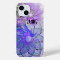 Add Your Name Purple  Blue Lacy Abstract Flower