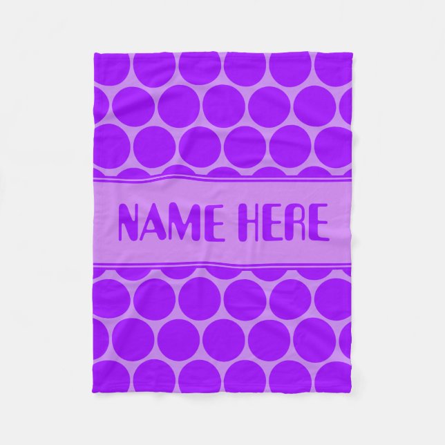 Add Your Name Purple Polka Dot Pattern Fleece Blanket (Front)