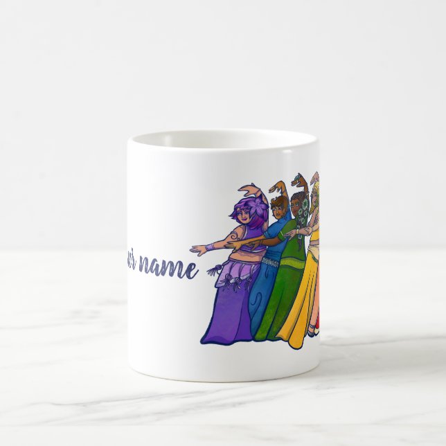 Add your name Rainbow Belly Dancer Art Belly Dance Coffee Mug (Center)