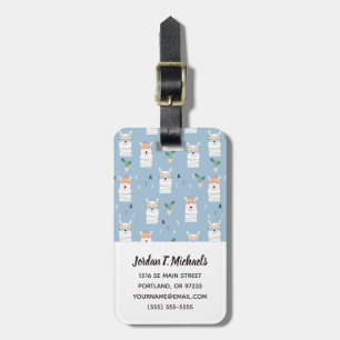 Add Your Name   Rainbow Sunglasses Llama Pattern Luggage Tag