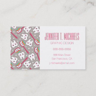 Add Your Name | Rainbow Teeth Pattern Business Card