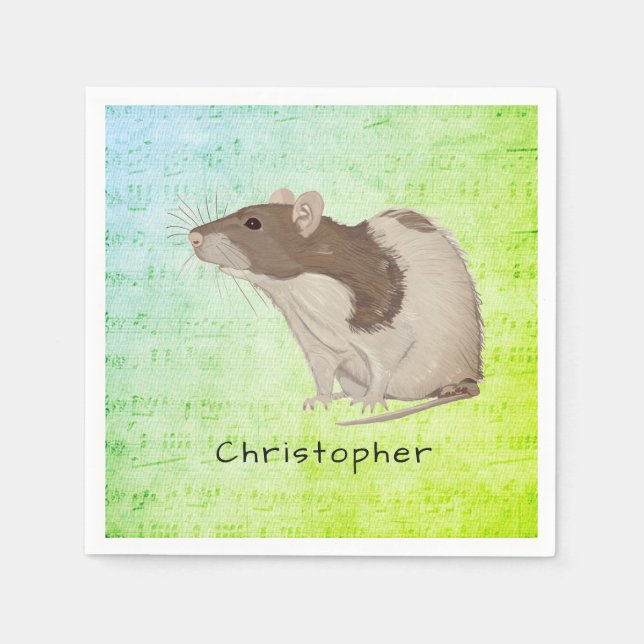 Add Your Name Rat Design Napkin (Front)