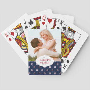 Add Your Name Red And White Buoy Pattern Playing Cards