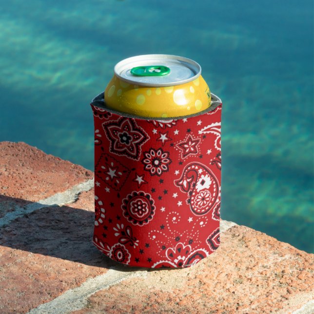 Add Your Name Red Bandanna Print Can Cooler (In Situ Pool)
