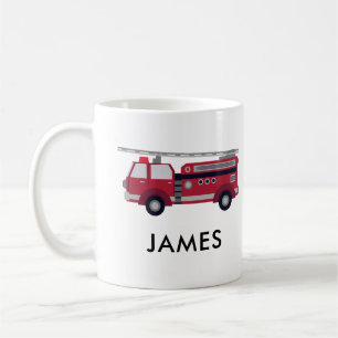 Add Your Name Red Fire truck Personalised  Coffee  Mug