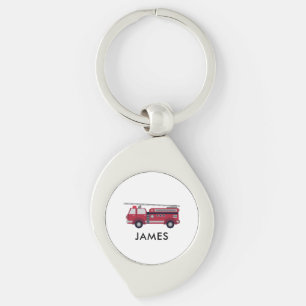 Add Your Name Red Fire truck Personalised Key Ring