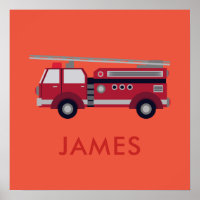 Add Your Name Red Fire truck Personalised