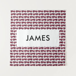 Add Your Name Red Fire truck Personalised Tapestry