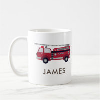 Add Your Name Red Fire truck Personalized Coffee M