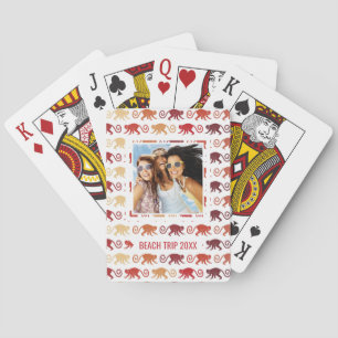 Add Your Name   Red Monkeys Pattern Playing Cards