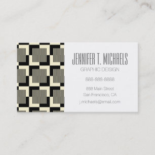 Add Your Name Retro Black & Tan Pattern Business Card