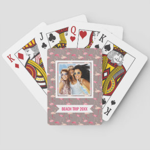 Add Your Name Retro Flamingos Playing Cards