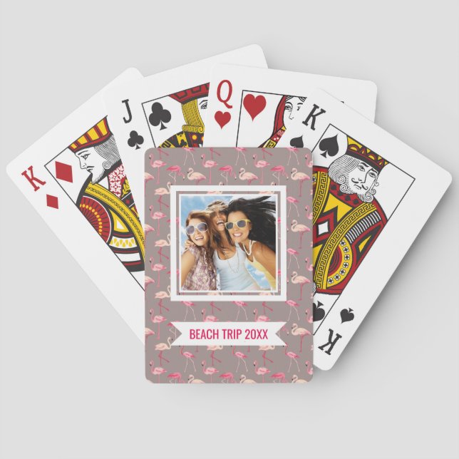 Add Your Name | Retro Flamingos Playing Cards (Back)