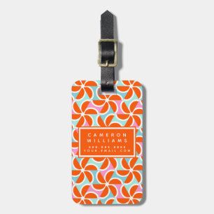 Add Your Name Retro Orange Wedge Pattern Luggage Tag