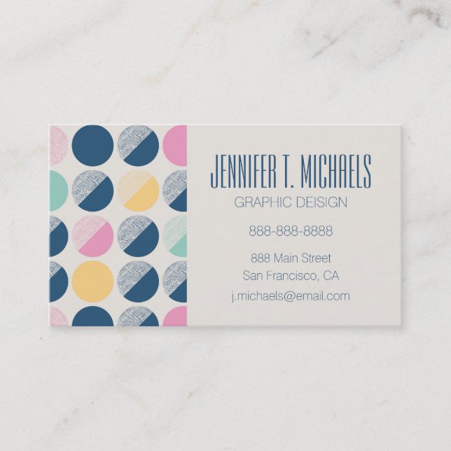 Add Your Name | Retro Semi-Circle Pattern Business Card (Front)