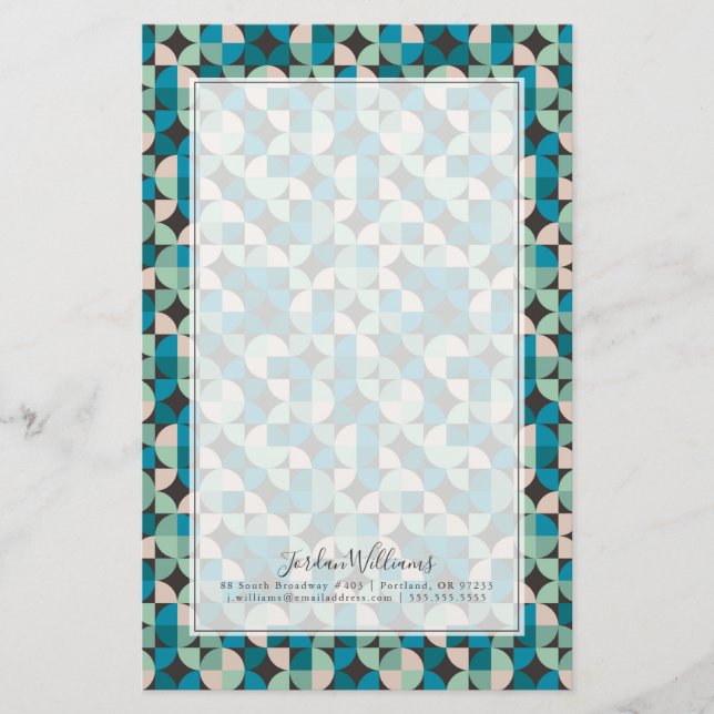 Add Your Name | Retro Vintage 60's Pattern Stationery (Front)