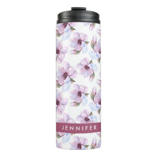 Add Your Name   Romantic Floral Pattern Thermal Tumbler