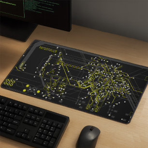 Add Your Name Routing Process Modern Yellow Black Desk Mat