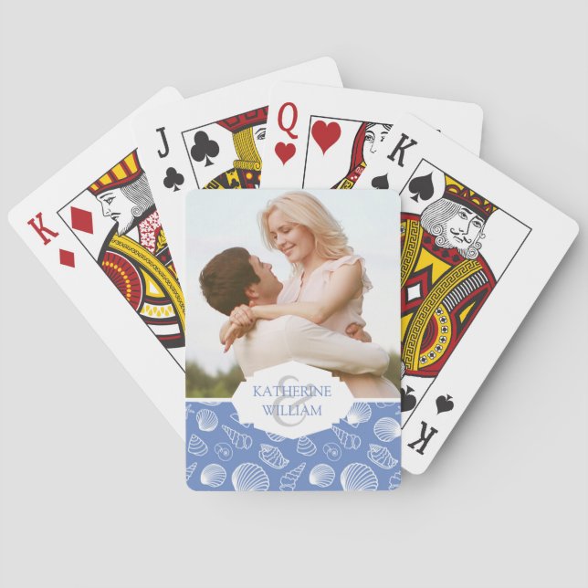 Add Your Name | Sassy Seashell Pattern Playing Cards (Back)