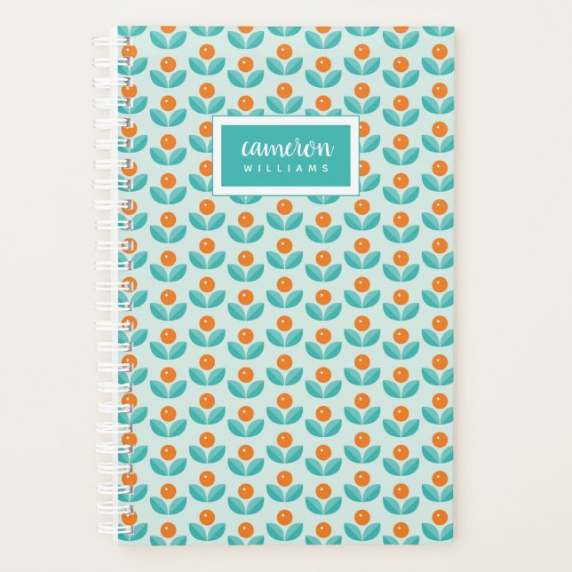 Add Your Name | Scandinavian Geometric Orange Planner (Front)