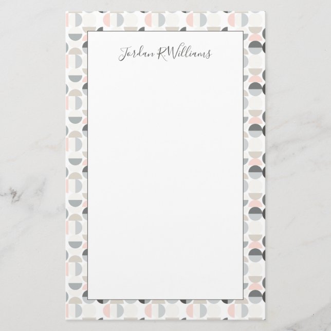 Add Your Name | Scandinavian Style Semi-Circle Stationery (Front)