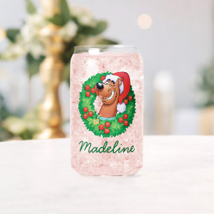 Add Your Name Scooby in Wreath Can Glass