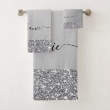 Add Your Name Script Silver Glitter Drips Luxe
