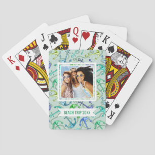 Add Your Name   Sea Anchors And Rope Pattern Playing Cards