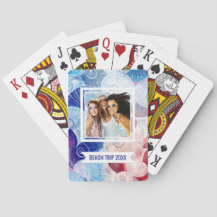 Add Your Name Seashell Scene Pattern Playing Cards