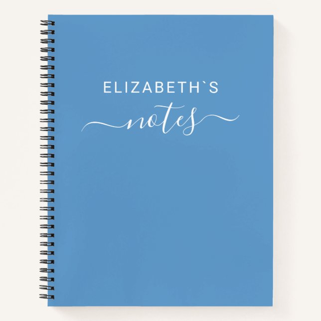 Add Your Name | Simple Blue Notebook (Front)