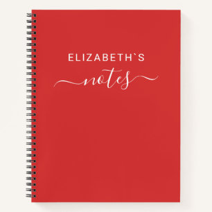 Add Your Name   Simple Red Notebook