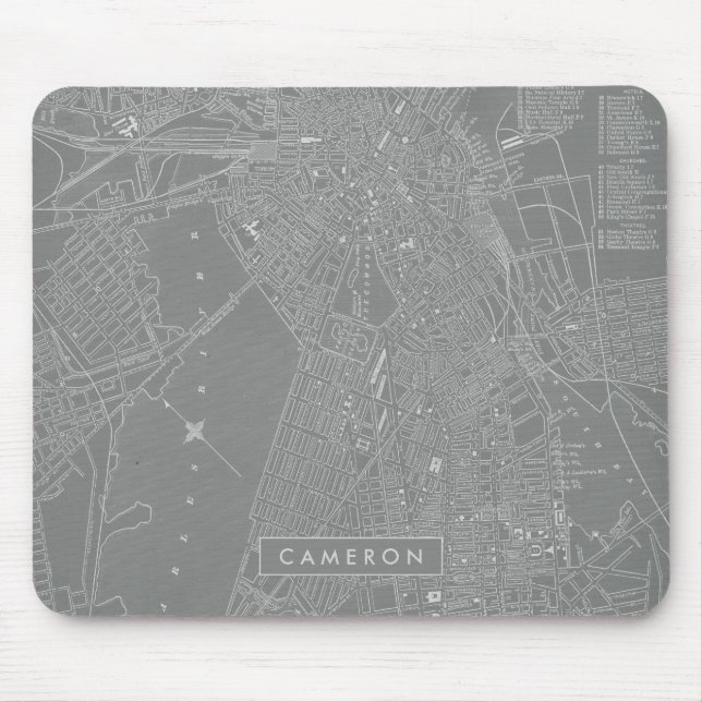 Add Your Name | Sketch of Boston City Map Mouse Pad (Front)