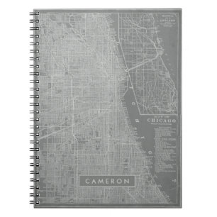 Add Your Name Sketch of Chicago City Map Spiral Notebook