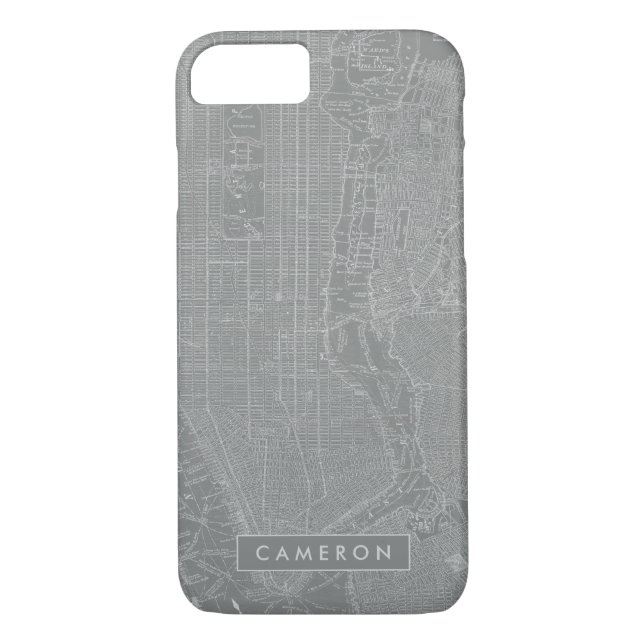 Add Your Name | Sketch of New York City Map Case-Mate iPhone Case (Back)