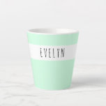 Add your Name Skinny Font Typography Mint Green Latte Mug<br><div class="desc">Personalised latte mug with trendy skinny font and minimalist design. The template is set up for you to add your name in whimsical typography in black and white. A simple and elegant design in pretty mint green or, if you prefer, you can change the background colour. (message me if you...</div>