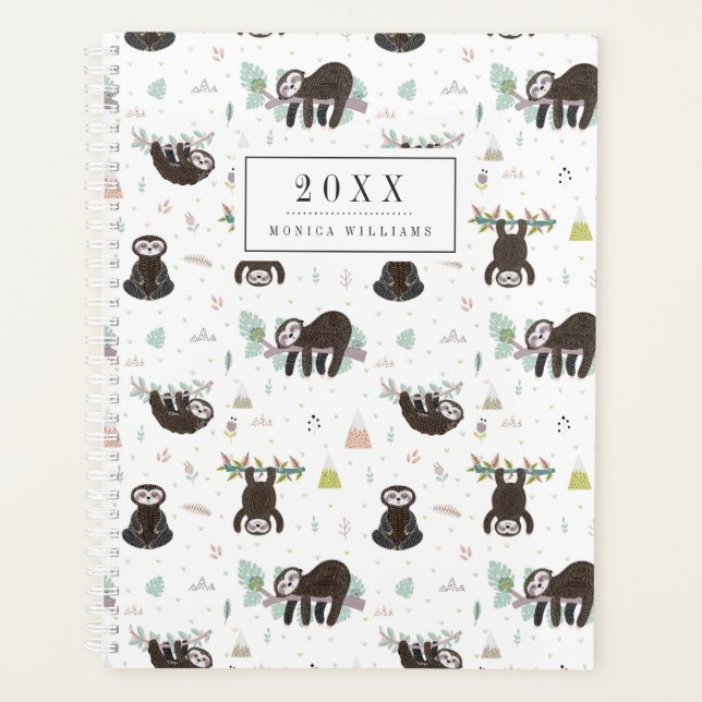 Add Your Name | Sleepy Sweet Sloth Pattern Planner (Front)